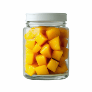 diced pineapple and mango in a glass jar