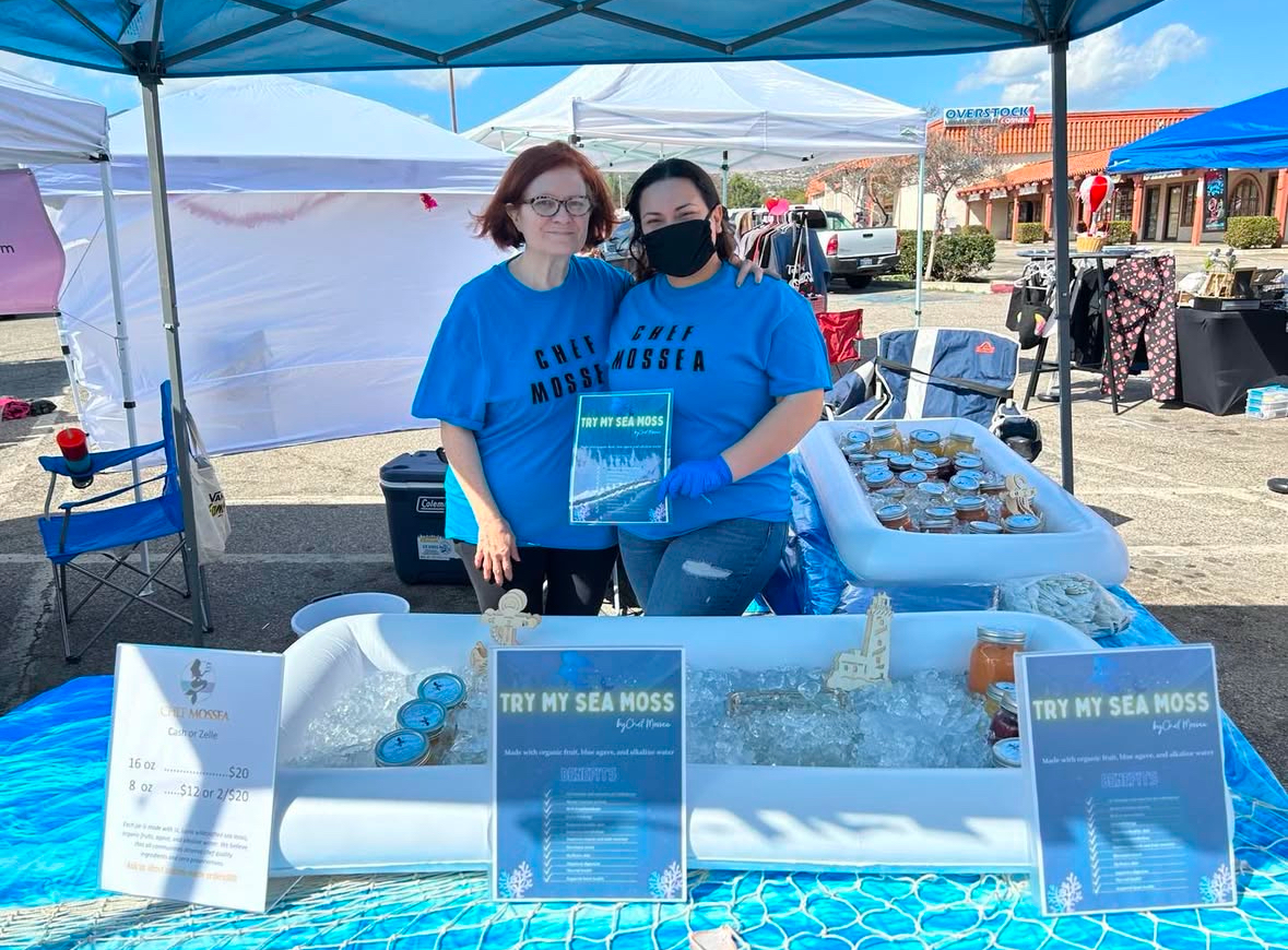two women selling Chef Mossea sea moss